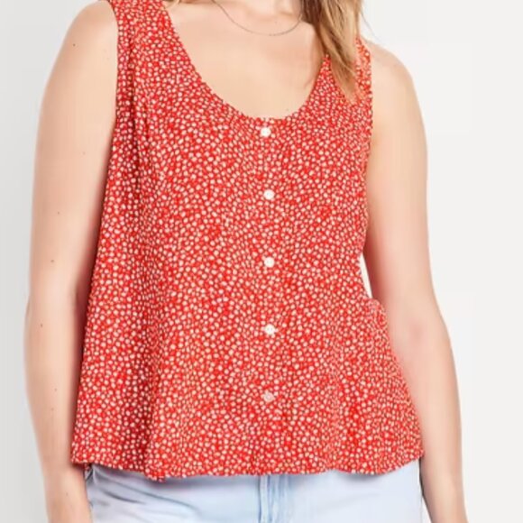 NWT Old Navy Red Floral Button-Front Tank - Picture 7 of 8